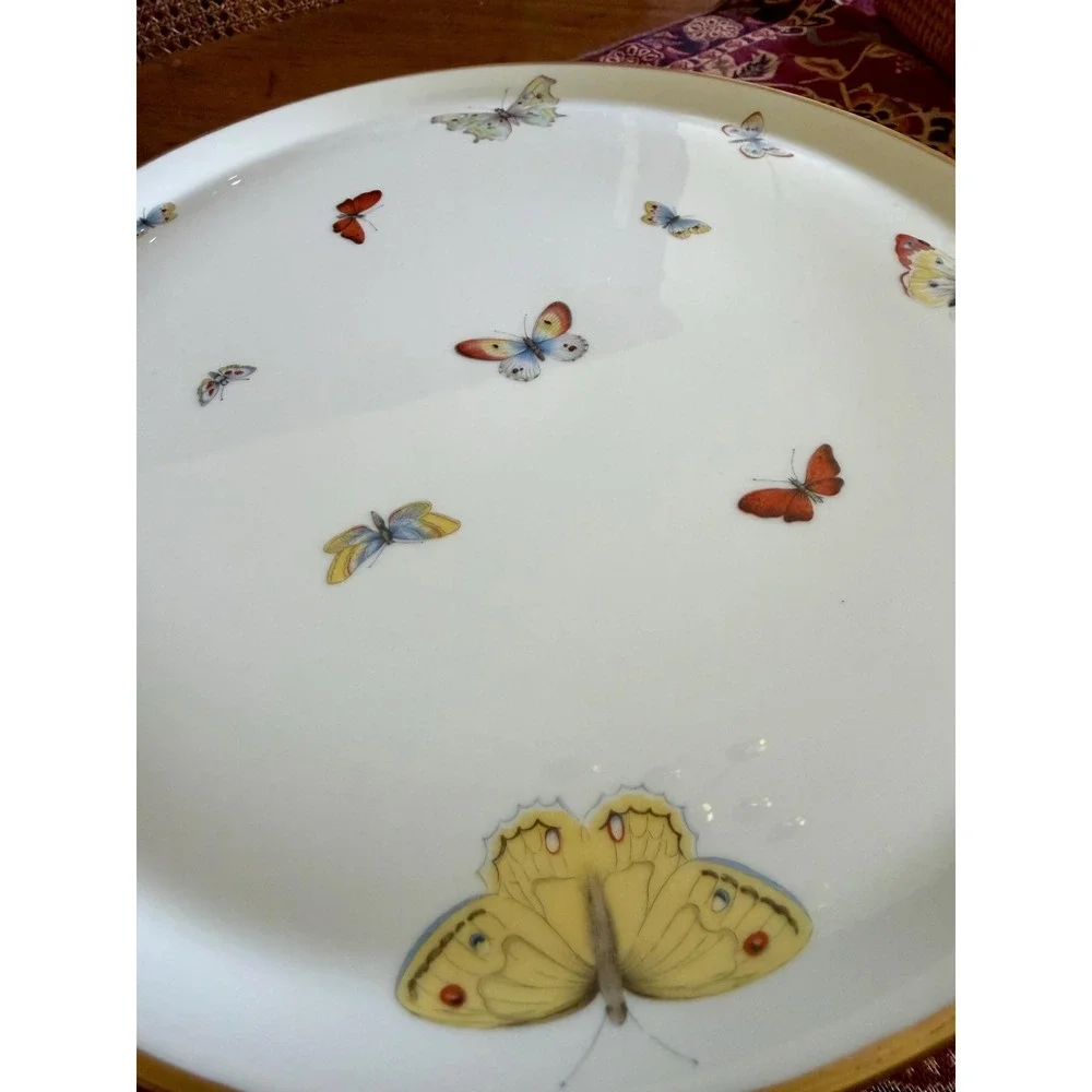 Vintage Limoges France Butterfly Cake Stand - Porcelain Dessert Pedestal